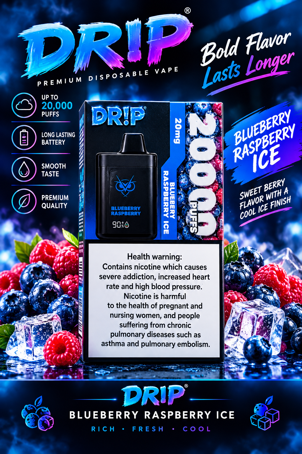 DRIP 20000 - BLUEBERRY RASPBERRY ICE