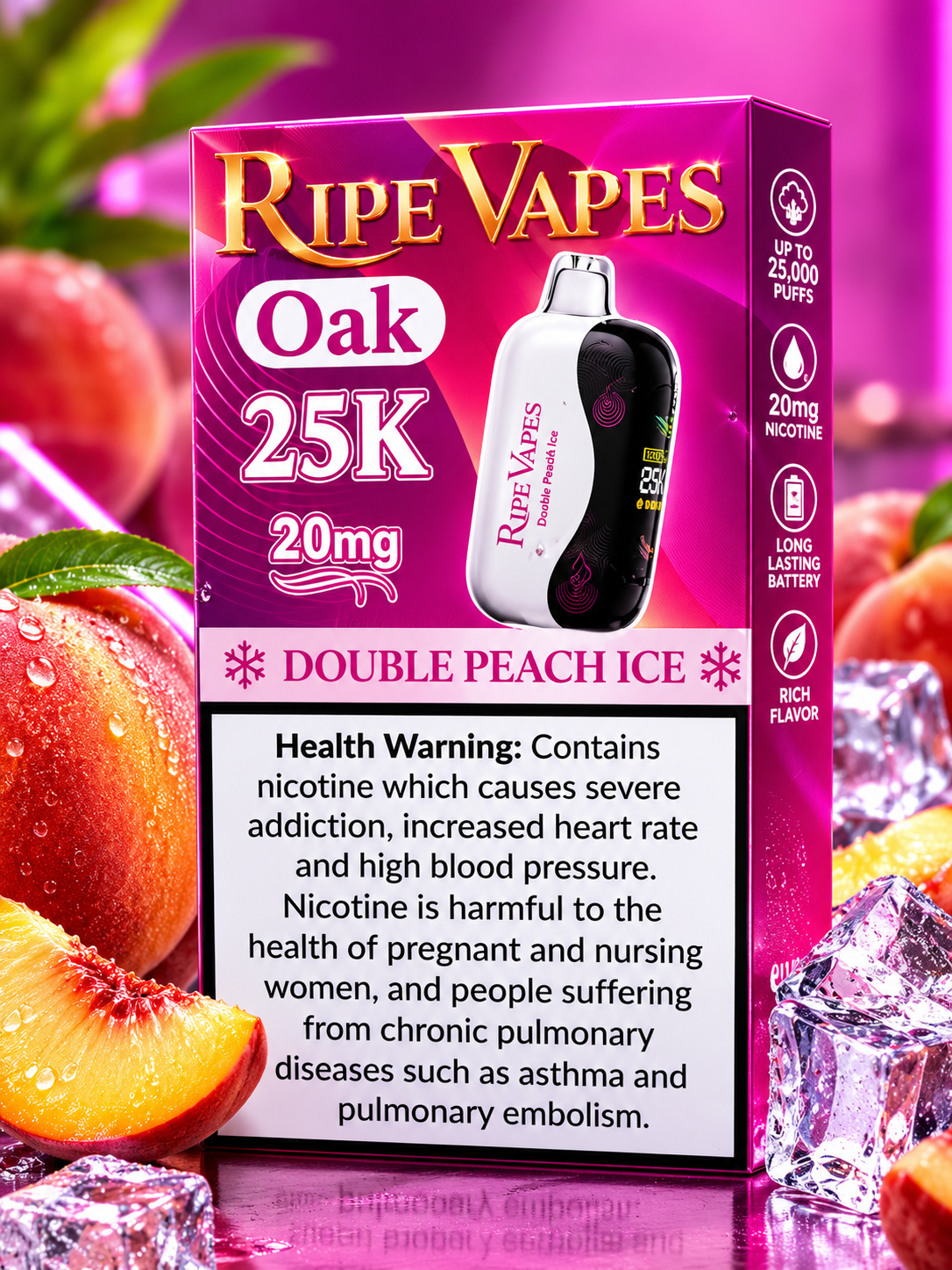 RIPE VAPES OAK 25K DOUBLE PEACH ICE