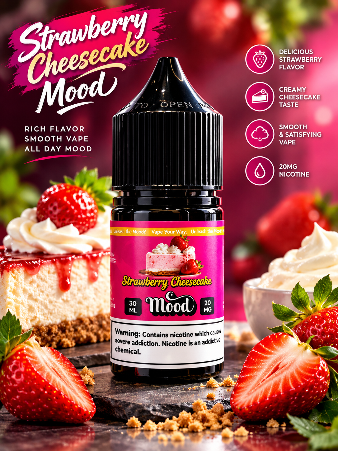 MOOD JUICE 20MG STRAWBERRY CHEESECAKE
