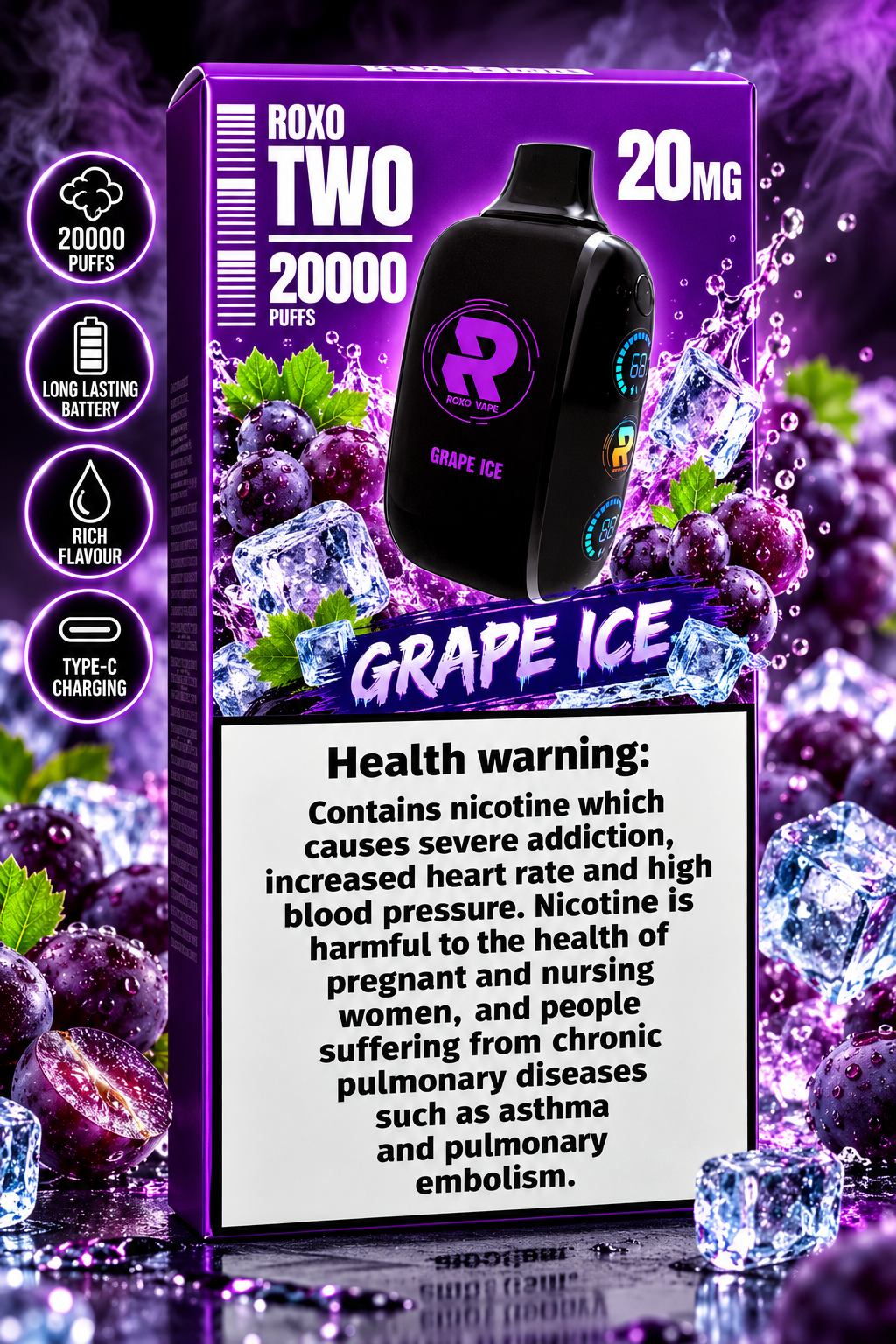 ROXO TWO 20000PUFFS GRAPE ICE