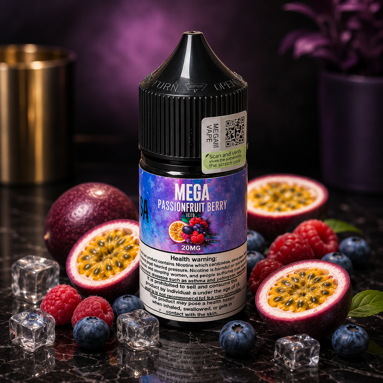 MEGA E-LIQUID - PASSIONFRUIT BERRY ICE