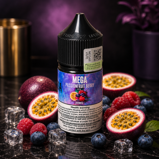MEGA E-LIQUID - PASSIONFRUIT BERRY ICE